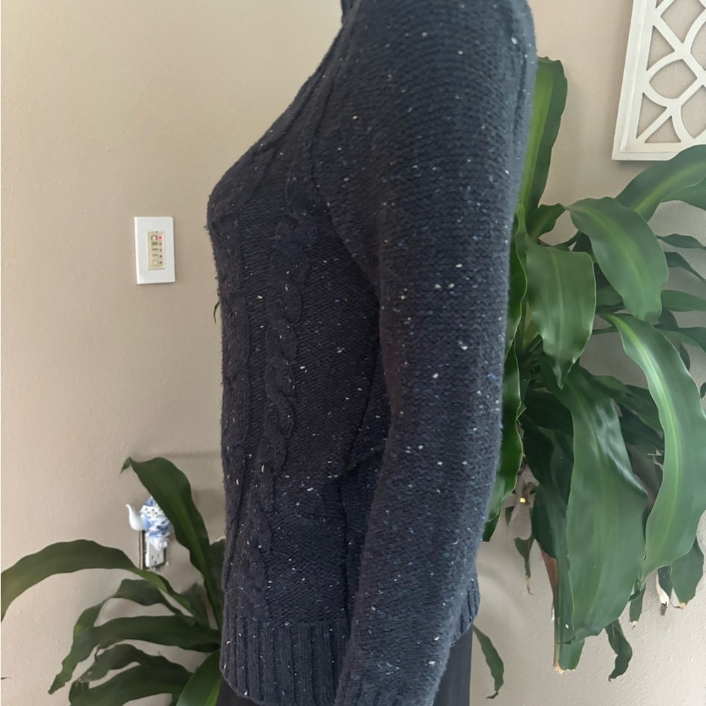 St. John's Bay Blue Cowl Neck Cable Knit Sweater - Picture 3 of 6